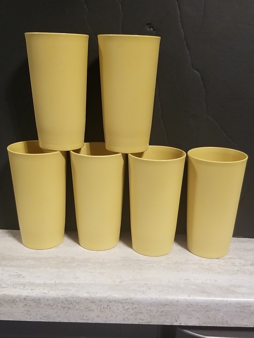 Tupperware Vintage  Yellow Plastic Tumblers - Set of 6
